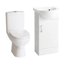 Vanity Unit Sink Basin Toilet Bathroom WC Storage Unit Cloakroom Set White
