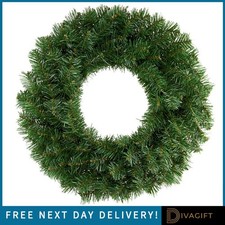 CHRISTMAS WREATH PLAIN GREEN SPRUCE ORNAMENT XMAS FOR FRONT DOOR WALL HOME 40CM