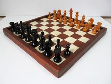 VINTAGE CHESS SET FRENCH STAUNTON  BOXWOOD  K3" AND OLD GAMES  BOARD NO BOX