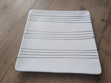 Caligaris Objects Ivory with Black stripes Large Square Platter Plate 36.5cms