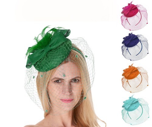 Round pillbox birdcage veil - pillbox,