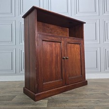 Antique Mahogany Wooden Cupboard – Two Door Storage Cabinet Open Shelf Bookcase