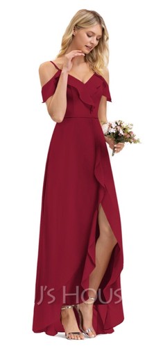 Burgundy bridesmaid dress - burgundy, worn