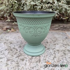 Plastic Round Urn Garden Plant Pot Flower Pots Herb Planter Aged Patina Tin 20cm
