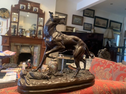 Signed chemin bronze greyhound - bronze,