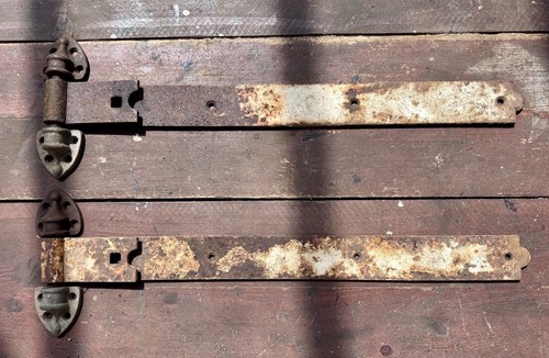 Pair antique strap hinges - antique,