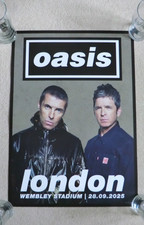 Oasis Official Tour Poster Lndn, Wembley Stadium 28th Sept. Live'25 A2 Near New