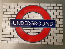 London Underground 12" x 18" Metal Sign on a tile effect background/ Man Cave.