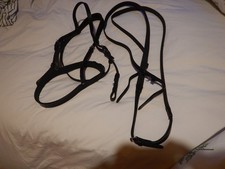 Cob Size Black Leather Bridle with Reins