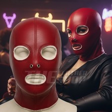 Cow Leather Bondage Hood Mask with Fur Lining | Custom Handmade Restraint Hood