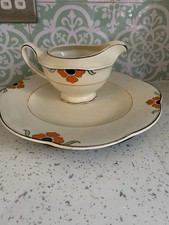 Woods Ivory Ware Vintage 1930s Gravy Boat Tableware And Under Plate