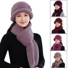 Women Winter Knit 1920s Vintage Bucket Bowler Hat Round Brim Warm Hat