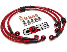 YAMAHA YZF R1 2007-2008 STEEL BRAIDED FRONT AND REAR BRAKE LINES TRANSLUCENT RED
