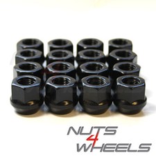 16 x Black Open Wheel Nuts