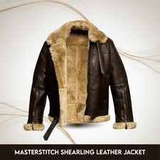 100%  Leather Men's  RAF B3 Aviator Jacket Sheepskin 