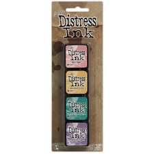 Tim Holtz Distress Mini Ink Kit 4 Pack Water Based Dye Ink Pads Multi Color