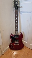 Vintage VS6 6 String Electric Guitar - Cherry Red - Left Handed