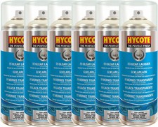 Clear Lacquer Spray Paint Hycote Aerosol High Gloss Coaing Fast Drying 400ML x6