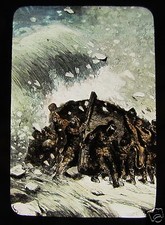Glass Magic Lantern Slide SAILORS CLINGING TO A BOAT IN STORM C1890 