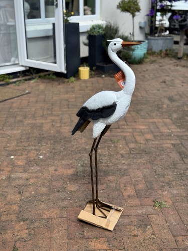 Metal heron garden ornament - heron,