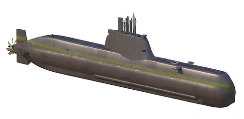 Type 214 submarine 3d - submarine,