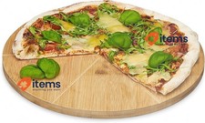 Relaxdays pizza plate bamboo 33 cm diameter, cutting board made of wood, pizza