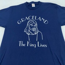 Vintage Graceland Shirt Mens Large The King Lives Jesus Christian Jerzees 90s