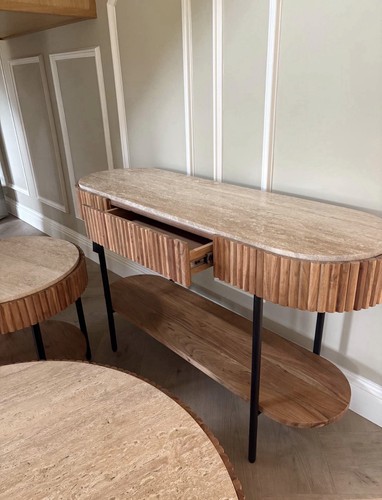 Libra ribbed wooden console - libra,