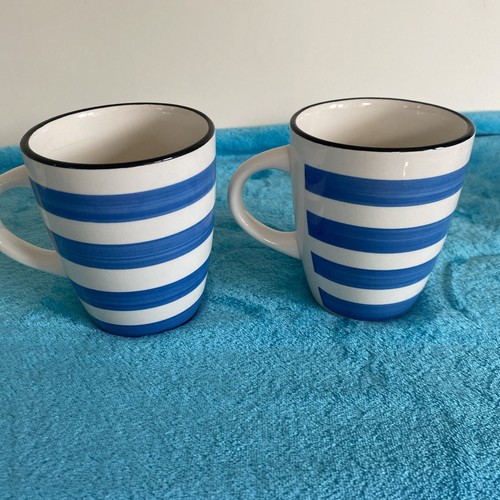 Pair hand painted blue - pair, of
