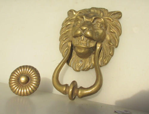 Antique brass lion - antique,