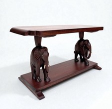 VINTAGE ANTIQUE SOLID CARVED MAHOGANY ART DECO ELEPHANT COFFEE TABLE c1940s