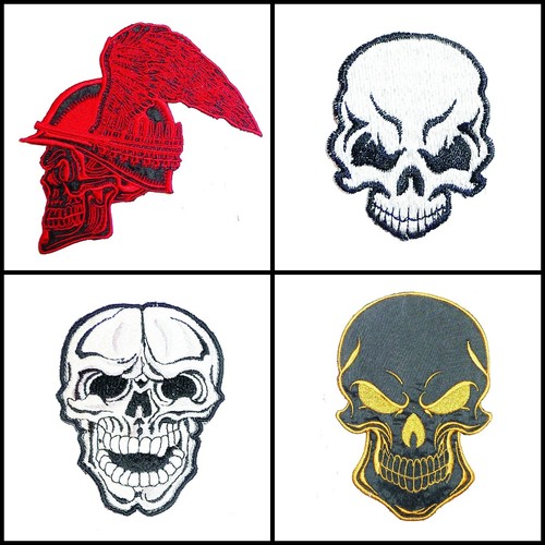 Embroidered skull biker - embroidered,