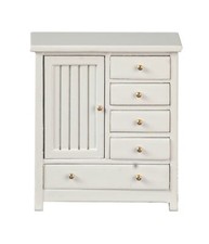 Dolls House White Child's Chest of Drawers Bedroom Nursery JBM Furniture 1:12
