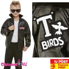 Boys T-Birds Costume Gang Rock Child 50s Black Grease Danny T bird Tbird Jacket