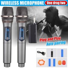 2x Wireless Microphone UHF Professional Handheld Mic System Receiver for Karaoke