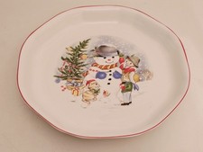 Mayfair Vintage Fine Bone China Christmas Serving Plate Platter Snowman Tree