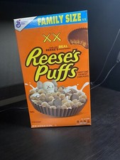 Reeses Puffs KAWS Cereal Family Size Limited Edition Unopened