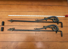 Set of 2 VERY RARE Antique Victorian Art Deco Falcon Eye Curtain Rods Theater