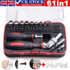 61PCS Screwdriver Bit & Socket Set 1/4in Hex Torx, Right-Angle Ratchet - Hi-Spec