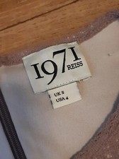 Reiss 1971 Zoe Lace Ruched Soft Brown Party Pencil Wiggle Dress UK 8 EU 36 USA 4