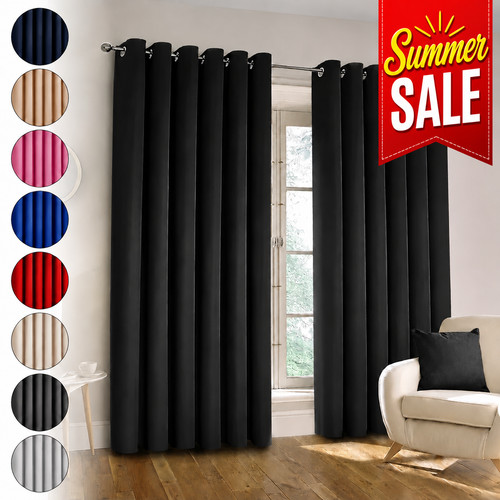 Plain blackout eyelet curtains - plain,