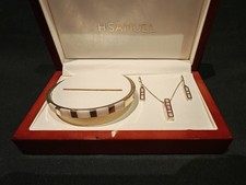 H.Samuel 925 Sterling Silver pink mop Jewelry Set Necklace, Bracelet & Earrings