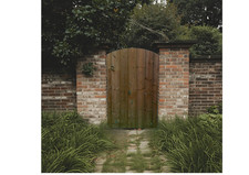 Arched framed wooden garden gate