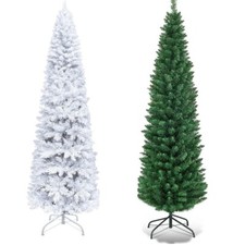 Slim Christmas Tree Pencil Pine Artificial Bushy XMAS Decoration 4FT 6FT 7FT 8FT