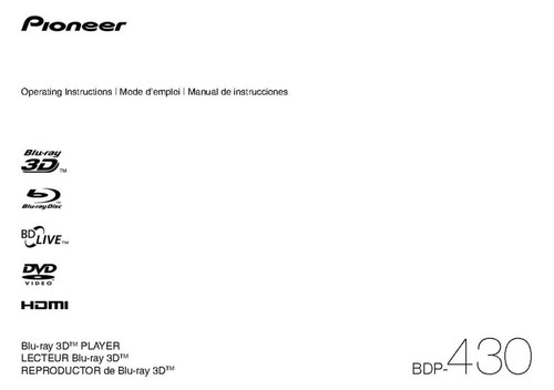 Pioneer bdp 430 blu ray - pioneer, bdp-430