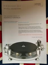 Michell Gyrodec Turntable leaflet Brochure, few pages inc Specifications
