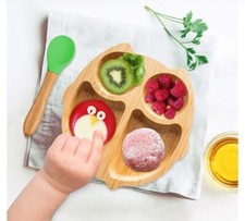 Baby Feeding Set Bowl With Spoon Bamboo Suction Animal Design Owl Brand New