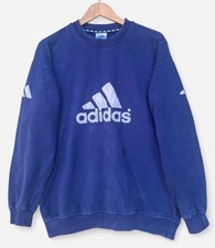 Adidas Vintage Retro Navy Blue Sweatshirt Jumper Pullover - Medium
