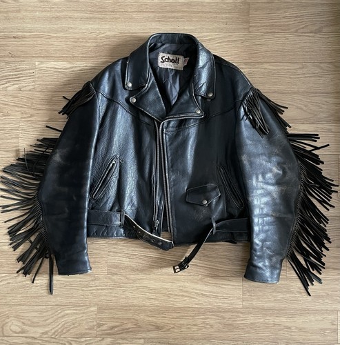Vtg 80s schott perfecto - schott, fringe