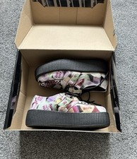 NWOT Womens T.U.K Shoes, Size 3, Candy Hearts Print, Creeper, Oxford, Retro, Emo